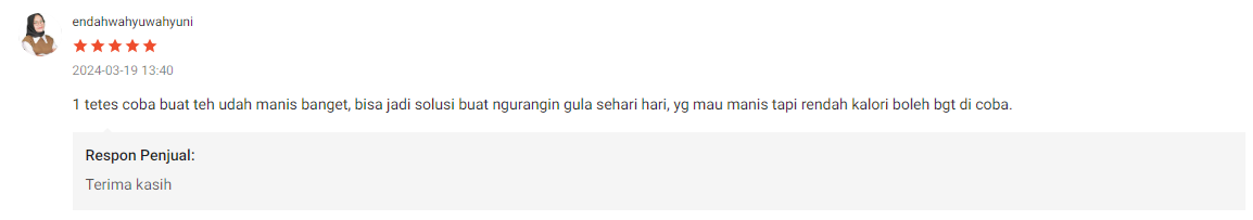 Testimoni pelanggan Stevia